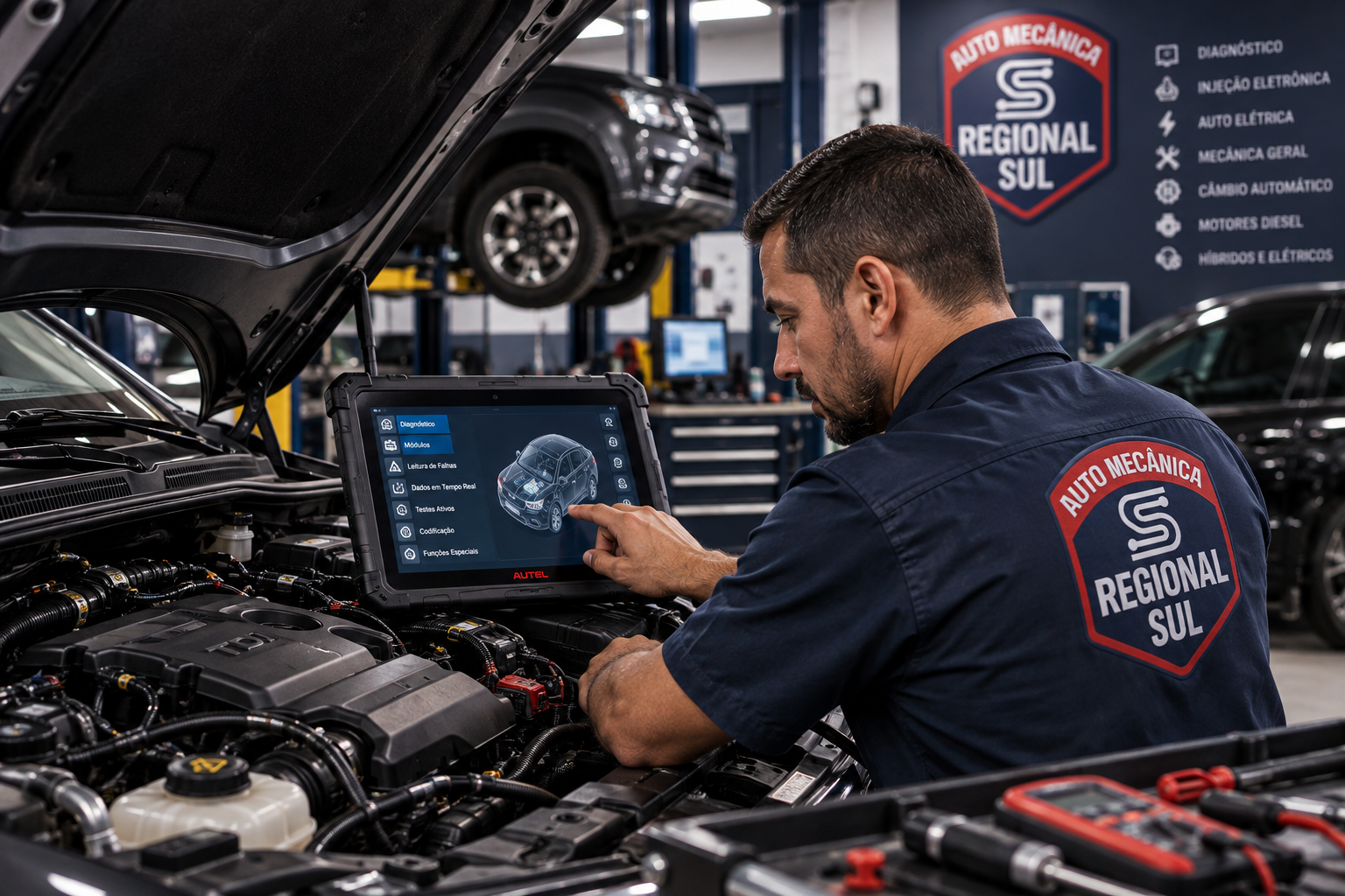 Editar terça-feira 16:27 Faça um criativo para uma vaga para a Mecânica Regional Sul, no formato 4:5, com base nestas informações: 🔧 VAGA ABERTA | MECÂNICO AUTOMOTIVO A Auto Mecânica Regional Sul está contratando profissional para integrar nossa equipe técnica. Buscamos um MECÂNICO EXPERIENTE, com bom conhecimento em: ⚙️ Diagnóstico e solução de falhas 💻 Injeção eletrônica e diagnóstico via scanner 🔧 Mecânica geral 🚙 Motores Flex e Diesel ⚙️ Câmbio automático — será um grande diferencial 🔌 Conhecimento em elétrica e eletrônica automotiva PERFIL QUE PROCURAMOS: Profissional responsável, organizado, comprometido e com capacidade de diagnosticar problemas, não apenas substituir peças. Valorizamos experiência prática, raciocínio técnico e vontade de evoluir profissionalmente. 📍 Local: São José dos Pinhais – PR 🏢 Auto Mecânica Regional Sul 💰 Remuneração compatível com a experiência e capacidade técnica. 📲 Interessados: entrar em contato ou enviar currículo. Se você conhece um bom profissional, compartilhe esta vaga! Editar Auto Elétrica e Eletrônica Automotiva: Tecnologia para Diagnosticar os Veículos Modernos A evolução dos automóveis transformou completamente o trabalho das oficinas. Se no passado a auto elétrica estava diretamente associada a bateria, alternador, motor de partida, fusíveis e iluminação, hoje o cenário é muito mais complexo. Os veículos modernos possuem sensores, centrais eletrônicas, módulos, sistemas de comunicação e softwares responsáveis por controlar boa parte do funcionamento do automóvel. É por isso que Auto Elétrica e Eletrônica Automotiva estão cada vez mais integradas à própria mecânica. Na Mecânica Regional Sul, em São José dos Pinhais, tecnologia e conhecimento técnico fazem parte do processo de diagnóstico. O objetivo não é simplesmente identificar uma peça com defeito, mas compreender a origem do problema para realizar um reparo mais preciso. Qual é a diferença entre Auto Elétrica e Eletrônica Automotiva? Embora estejam diretamente relacionadas, existem algumas diferenças. A auto elétrica tradicionalmente envolve componentes responsáveis pela geração, distribuição e utilização da energia elétrica no veículo, como bateria, alternador, motor de partida, iluminação, fusíveis, relés e chicotes. Já a eletrônica automotiva envolve sistemas mais sofisticados de controle e gerenciamento, incluindo módulos eletrônicos, sensores, atuadores, redes de comunicação e sistemas computadorizados. Nos veículos atuais, entretanto, separar completamente essas áreas tornou-se difícil. Uma falha aparentemente elétrica pode ter origem eletrônica. Da mesma forma, um problema eletrônico pode provocar sintomas que parecem mecânicos. O automóvel moderno é uma rede de computadores Ao dirigir um veículo atual, diversos sistemas estão processando informações simultaneamente. Sensores monitoram temperatura, pressão, rotação, velocidade, posição de componentes e inúmeros outros parâmetros. Essas informações são enviadas aos módulos eletrônicos, que interpretam os dados e comandam diferentes funções. Entre os sistemas que podem depender da eletrônica estão: Injeção e gerenciamento do motor; Câmbio automático; Freios ABS; Controle de estabilidade e tração; Direção elétrica; Airbags; Climatização; Sistemas Start-Stop; Iluminação; Sensores e câmeras; Sistemas de assistência ao motorista; Gerenciamento de energia. Por isso, quando surge uma falha, descobrir sua verdadeira origem pode exigir muito mais do que uma inspeção visual. Diagnóstico eletrônico: o ponto de partida para muitos reparos Um dos recursos mais importantes da Auto Elétrica e Eletrônica Automotiva moderna é o diagnóstico eletrônico. O scanner permite acessar informações registradas pelos diferentes módulos do veículo, consultar códigos de falha e acompanhar parâmetros de funcionamento. Mas existe uma diferença importante entre passar o scanner e realizar um diagnóstico. O código apresentado pelo equipamento é uma informação inicial. Ele não significa necessariamente que determinado componente precisa ser substituído. Imagine que o sistema registre uma anormalidade relacionada a um sensor. A origem pode estar no próprio sensor, mas também pode envolver conectores, alimentação elétrica, aterramento, chicote ou até outro componente relacionado ao sistema. O equipamento fornece os dados. O conhecimento técnico permite interpretá-los. Trocar peças ou encontrar a causa do problema? Essa é uma das maiores diferenças entre a manutenção convencional e uma oficina orientada por diagnóstico. Quando não existe investigação adequada, inicia-se um processo de tentativa e erro: troca-se uma peça, testa-se o veículo e, caso o defeito continue, outra peça é substituída. Além de aumentar os custos, isso pode não solucionar o problema. Na eletrônica automotiva moderna, o objetivo é seguir um processo lógico de diagnóstico. Scanner, multímetro, equipamentos de teste e outras ferramentas podem ser utilizados em conjunto com o conhecimento do profissional para localizar a causa da falha. Diagnosticar primeiro e reparar depois é uma abordagem cada vez mais importante nos veículos modernos. Uma bateria pode provocar vários erros eletrônicos? Sim. E esse é um ótimo exemplo de como elétrica e eletrônica estão conectadas. Uma bateria com desempenho inadequado ou uma anormalidade no sistema de alimentação elétrica pode interferir no funcionamento de componentes eletrônicos. Antes de concluir que existem vários defeitos independentes, é importante avaliar o sistema como um todo. O mesmo raciocínio vale para aterramentos, conectores, chicotes e outros elementos da instalação elétrica. Por isso, uma Auto Elétrica e Eletrônica Automotiva preparada precisa compreender a interação entre os sistemas. Luz acesa no painel não significa automaticamente peça quebrada A luz da injeção, ABS, airbag ou outra advertência no painel indica que o sistema identificou alguma condição que merece atenção. O diagnóstico é necessário para descobrir a origem. Simplesmente apagar o código de falha não representa um reparo. Se a causa continuar presente, o problema provavelmente voltará a ser registrado. A investigação adequada pode envolver leitura dos módulos, análise de parâmetros, testes elétricos e inspeção dos componentes relacionados. Auto elétrica para SUVs e caminhonetes modernas SUVs e pickups atuais possuem cada vez mais tecnologia embarcada. Além dos sistemas comuns aos automóveis de passeio, esses veículos podem contar com gerenciamento eletrônico de tração, sistemas 4x4, câmbios automáticos, motores turbo, gerenciamento eletrônico diesel e diversos recursos de segurança e conforto. Nos modelos diesel, eletrônica e mecânica também trabalham em conjunto no gerenciamento da injeção e de diferentes sistemas relacionados ao funcionamento e às emissões do motor. Isso exige uma oficina preparada tanto para compreender a mecânica quanto para interpretar os sistemas eletrônicos. E os carros importados? Veículos importados podem apresentar arquiteturas eletrônicas, sistemas e procedimentos específicos. Uma falha que parece simples pode exigir equipamentos compatíveis, conhecimento técnico e uma sequência correta de testes. Por isso, proprietários de veículos importados, premium, SUVs e caminhonetes devem considerar a capacidade tecnológica da oficina ao escolher onde realizar a manutenção. Não basta ter ferramentas mecânicas. É necessário acompanhar a evolução do próprio automóvel. Híbridos e elétricos elevaram ainda mais o nível da manutenção Os veículos eletrificados representam outro estágio dessa transformação. Um híbrido combina diferentes tecnologias, podendo integrar motor a combustão, motor elétrico, bateria de tração, eletrônica de potência e sofisticados sistemas de gerenciamento. Nos elétricos, a eletrônica assume uma importância ainda maior. Esses veículos também possuem sistemas convencionais que precisam de manutenção, mas determinados procedimentos exigem conhecimento e cuidados específicos devido às características da arquitetura elétrica e dos sistemas de alta tensão. A oficina do futuro precisa estar preparada para essa realidade — e ela já começou. Auto elétrica também resolve problemas simples Toda essa tecnologia não significa abandonar os serviços tradicionais. Uma oficina completa continua atendendo problemas relacionados a: Bateria; Alternador; Motor de partida; Lâmpadas; Fusíveis; Relés; Chicotes; Conectores; Iluminação; Sistemas de carga e partida. A diferença é que esses componentes agora fazem parte de um veículo muito mais integrado eletronicamente. Até um problema aparentemente simples pode exigir uma avaliação mais ampla quando existem outros sintomas envolvidos. Revisão preventiva com diagnóstico eletrônico A tecnologia também mudou a manutenção preventiva. Uma revisão moderna pode combinar inspeções mecânicas tradicionais com avaliações dos sistemas elétricos e eletrônicos. Isso permite analisar o veículo de maneira mais completa e identificar sinais de problemas que talvez ainda não sejam perceptíveis durante a condução. Para veículos novos, SUVs, caminhonetes, importados e modelos com grande quantidade de tecnologia embarcada, essa abordagem se torna especialmente interessante. Auto Elétrica e Eletrônica Automotiva em São José dos Pinhais A Mecânica Regional Sul acompanha a evolução da manutenção automotiva com investimento em equipamentos, diagnóstico e atualização técnica. Nossa proposta é integrar mecânica, auto elétrica e eletrônica automotiva para oferecer uma análise mais completa do veículo. Atendemos desde serviços elétricos convencionais até diagnósticos de maior complexidade em veículos gasolina, flex e diesel, além de SUVs, pickups, importados, híbridos e elétricos. Mais tecnologia no automóvel exige mais tecnologia na oficina. E, principalmente, exige profissionais capazes de transformar as informações fornecidas pelos equipamentos em um diagnóstico preciso. Perguntas frequentes sobre Auto Elétrica e Eletrônica Automotiva O que faz uma auto elétrica automotiva? A auto elétrica trabalha com sistemas e componentes elétricos do veículo, incluindo bateria, alternador, partida, iluminação, fusíveis, relés, chicotes e outros componentes. Nos automóveis modernos, o serviço está cada vez mais relacionado à eletrônica e ao diagnóstico computadorizado. Qual a diferença entre scanner e diagnóstico eletrônico? O scanner é uma ferramenta utilizada durante o diagnóstico. O diagnóstico eletrônico é um processo mais amplo, que envolve interpretar códigos, parâmetros e sintomas e, quando necessário, realizar testes adicionais para determinar a origem da falha. O scanner consegue descobrir qualquer defeito do carro? Não. Ele fornece informações importantes sobre os sistemas eletrônicos, mas nem todo problema pode ser determinado apenas pela leitura de códigos. Experiência técnica, testes e inspeções continuam sendo fundamentais. Problemas eletrônicos podem aumentar o consumo de combustível? Dependendo da falha, sim. Informações incorretas provenientes de determinados sensores ou problemas relacionados ao gerenciamento eletrônico do motor podem interferir no funcionamento e na eficiência do veículo. Carros novos precisam de diagnóstico eletrônico? O diagnóstico eletrônico pode ser útil tanto para investigar sintomas quanto como parte de uma avaliação mais abrangente do veículo. Como carros recentes possuem grande quantidade de eletrônica embarcada, equipamentos e conhecimento compatíveis são cada vez mais importantes. Onde encontrar Auto Elétrica e Eletrônica Automotiva em São José dos Pinhais? A Mecânica Regional Sul, em São José dos Pinhais, trabalha com mecânica, auto elétrica, eletrônica automotiva e diagnóstico avançado, com estrutura voltada tanto para serviços convencionais quanto para veículos modernos e tecnologicamente mais complexos. Meta título: Auto Elétrica e Eletrônica Automotiva | São José dos Pinhais Meta description: Auto Elétrica e Eletrônica Automotiva em São José dos Pinhais. Diagnóstico eletrônico, scanner e manutenção para SUVs, caminhonetes, importados, híbridos e elétricos.